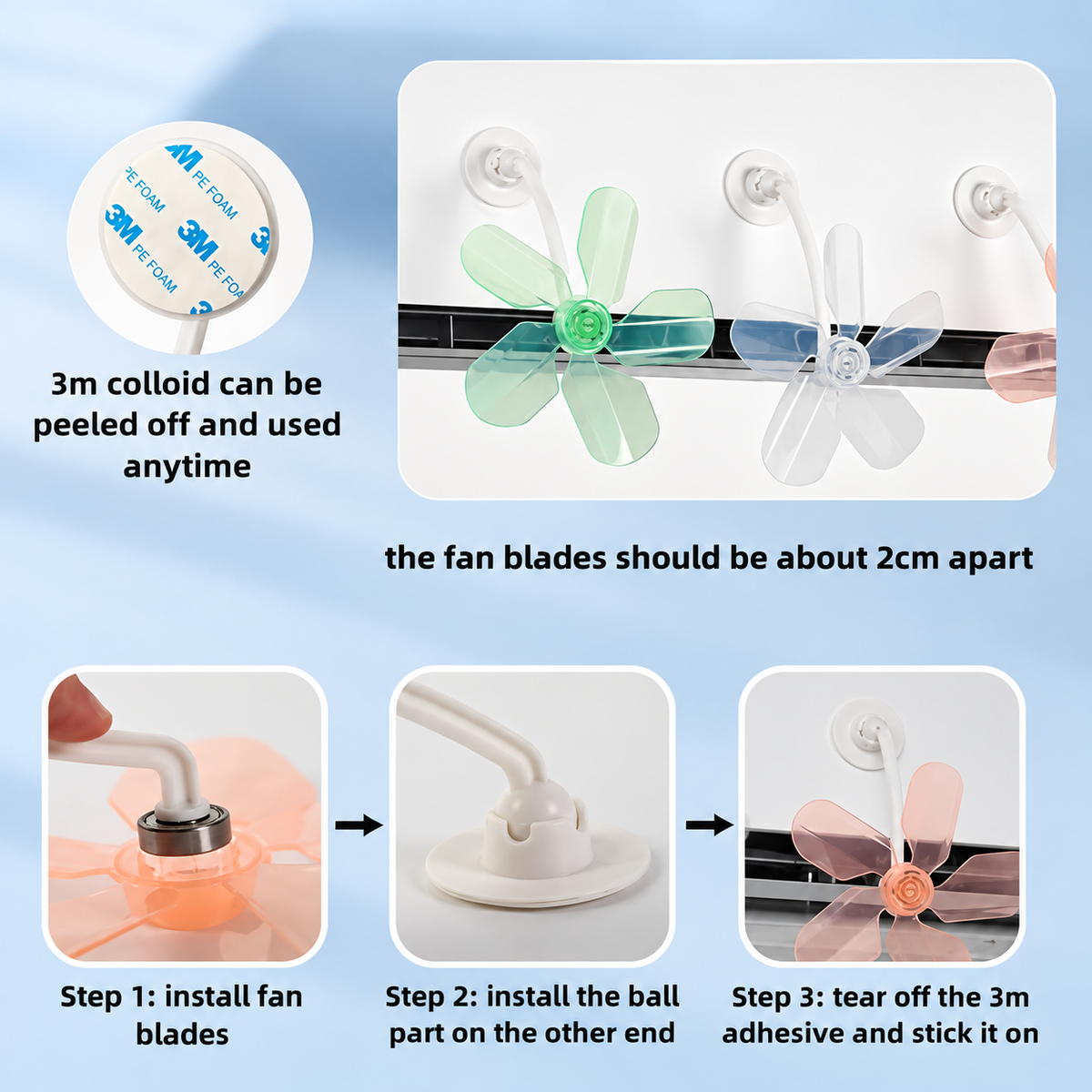 FENGJI Portable Clip-On Desk Fan – مروحة مكتبية بمشبك | 360° Quiet Cooling Fan, Model 790