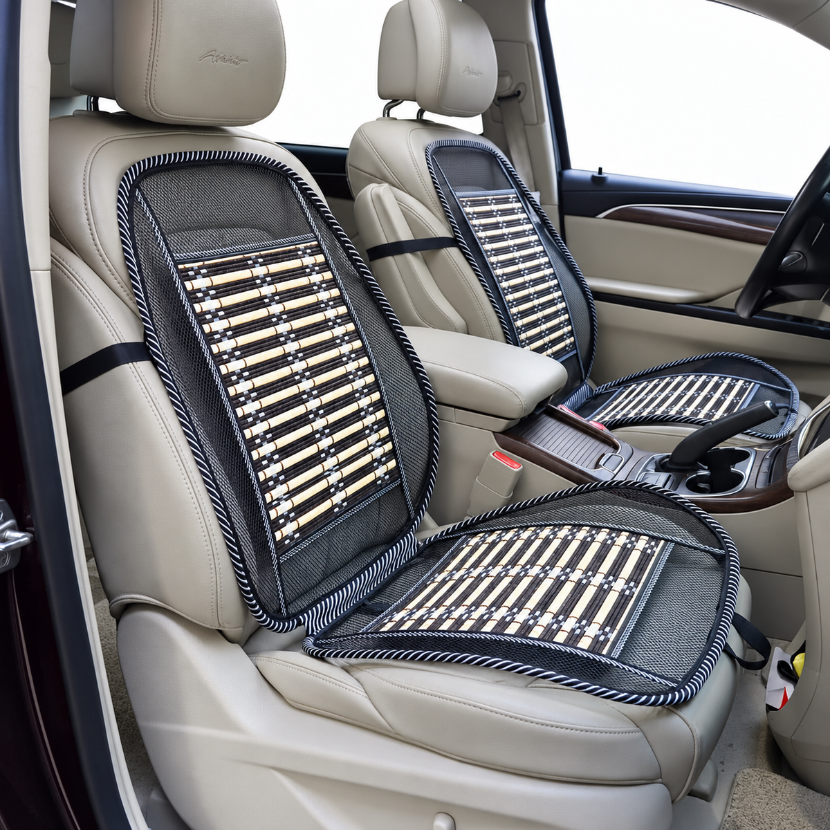 Ergonomic Mesh Cushion Set – وسادة دعم الظهر الشبكية | Breathable Bamboo Support Cushion for Office & Car Seats
