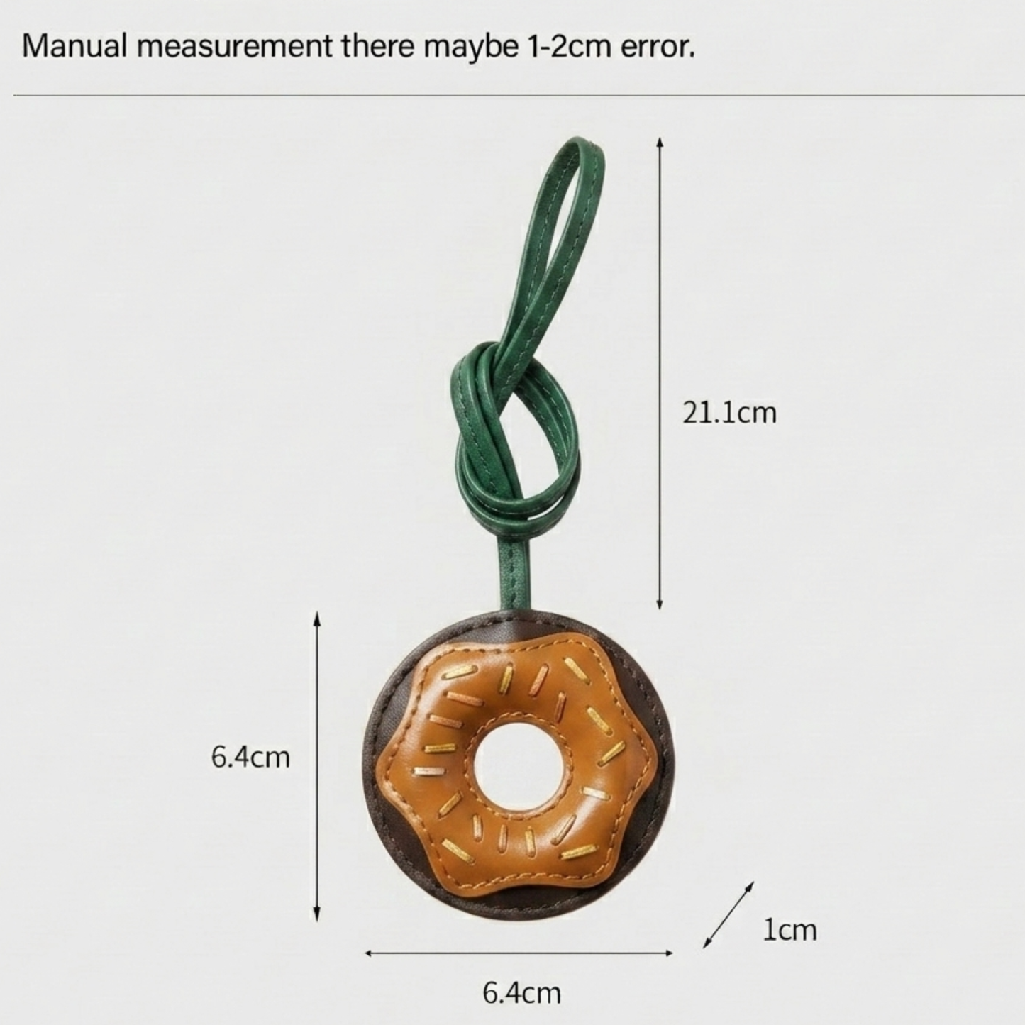 Handmade Leather Donut Bag Charm – Genuine Goatskin Keychain