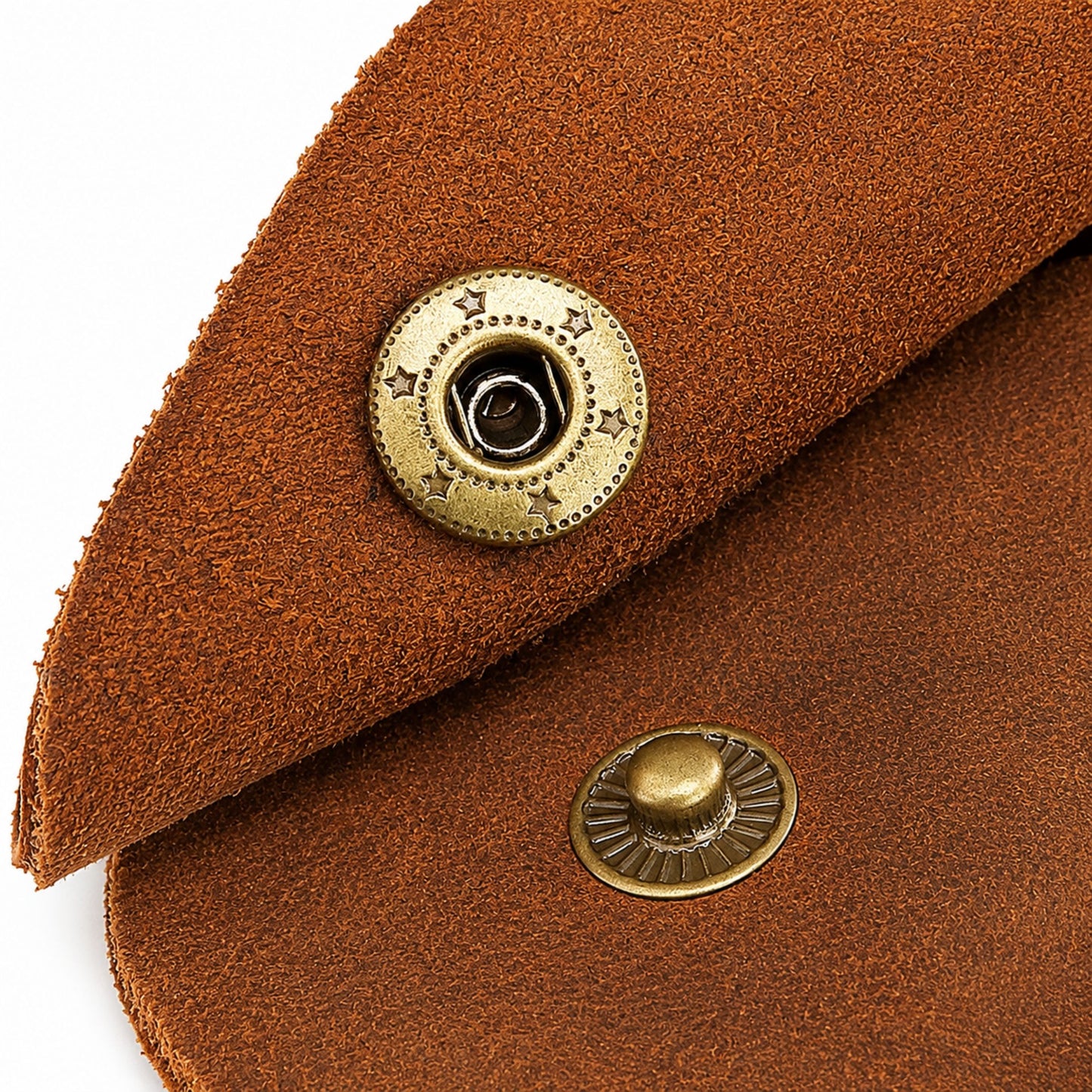Leather Earbud Case for Adults – Brown Handmade Snap Coin Pouch – 8 cm