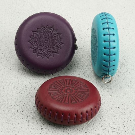 Vintage Frosted Leather Retractable Mini Tape Measure.