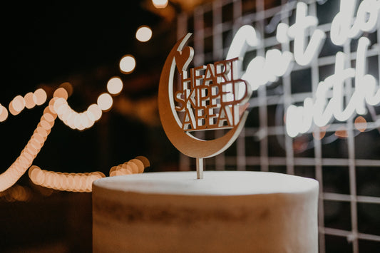 heart skipped a beat cake topper, wedding cake topper, cake topper, moon cake topper, moon party decor, moon decorations