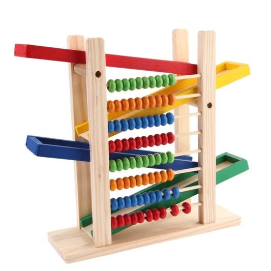 Wood Toys Abacus & Ramp Vehicle Set – لعبة خشبية تعليمية | Wooden Counting Abacus with Car Ramp (36M+)