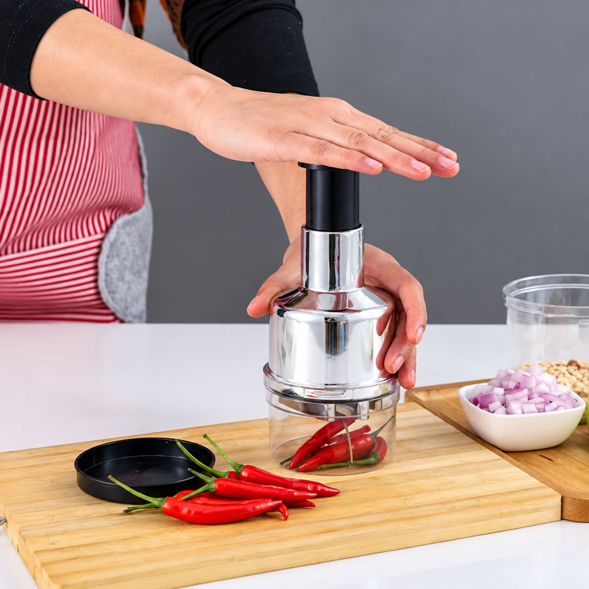 Clap Knife Multi-Function Garlic & Vegetable Cutter – قاطعة ثوم وخضروات يدوية | Stainless Steel Chopper Artifact