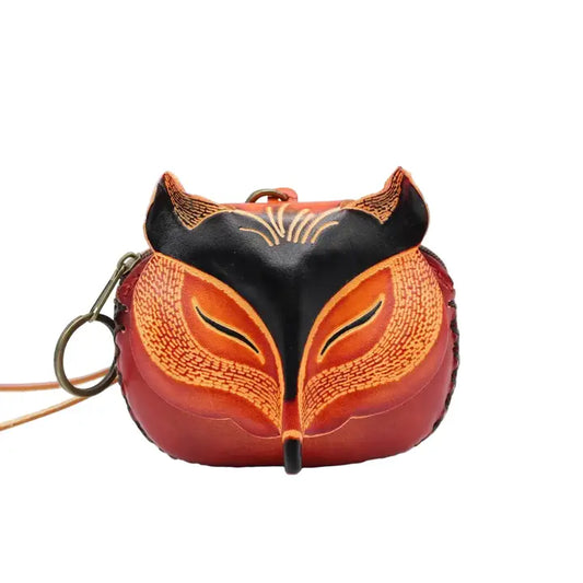 Fox Wristlet - Leather Coin Purse Brown or Orange