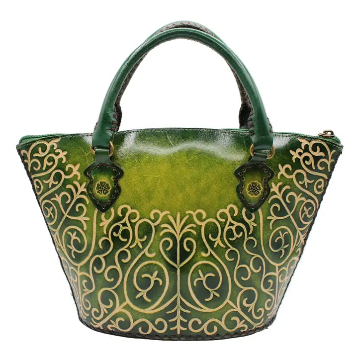 Handmade Leather Green Purse Bag