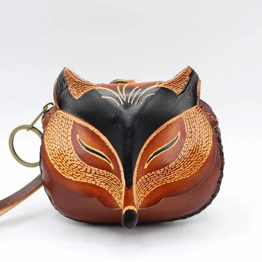 Fox Wristlet - Leather Coin Purse Brown or Orange