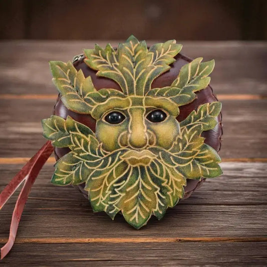 Green Man Wristlet Handmade Leather Coin Purse Wallet