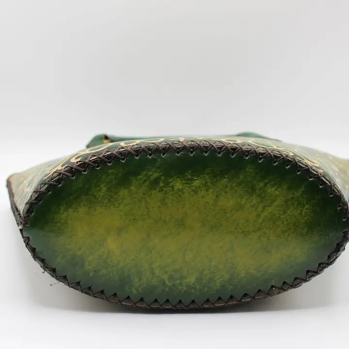 Handmade Leather Green Purse Bag