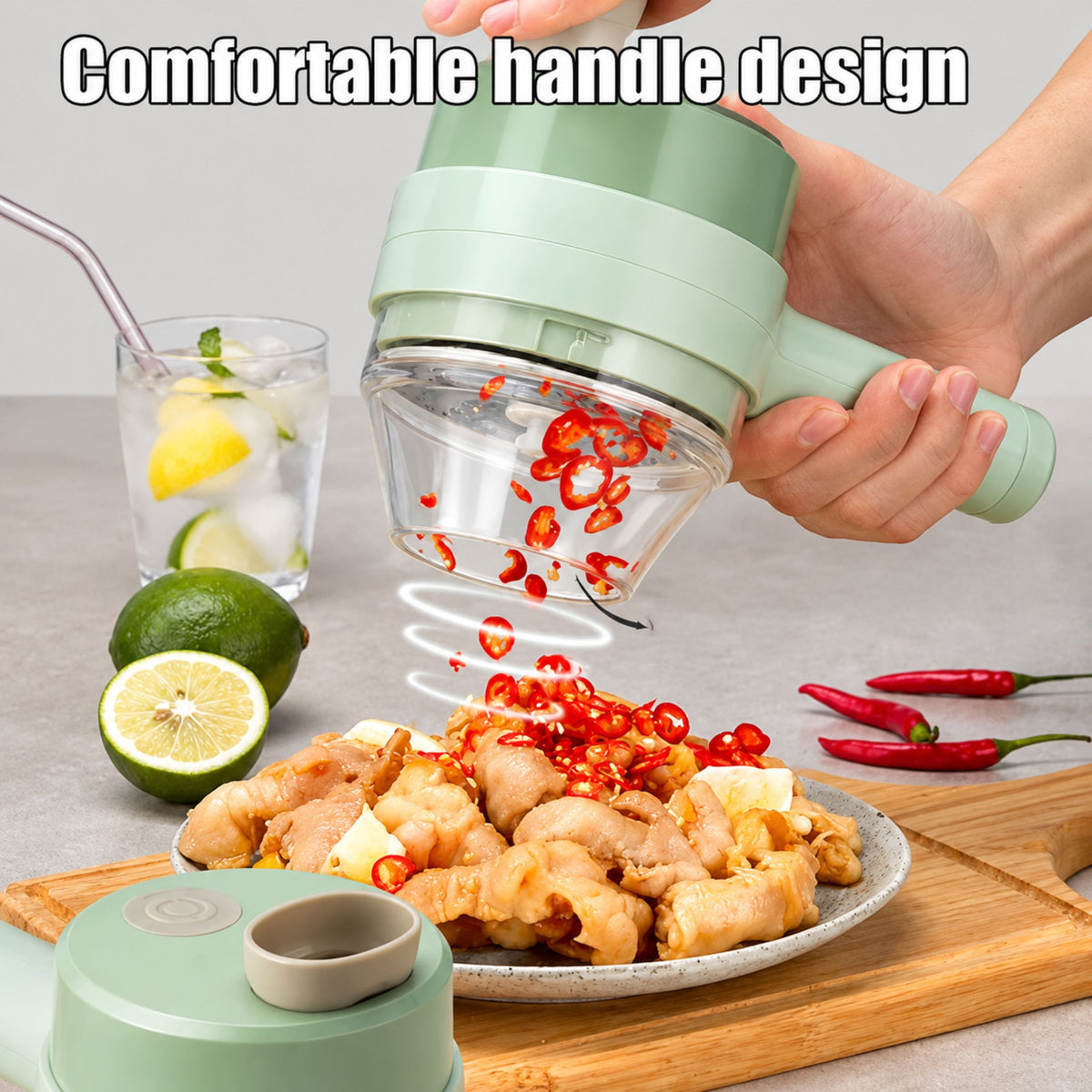 Wireless Mini Electric Food Chopper – فرامة طعام كهربائية لاسلكية | USB Rechargeable Chopper, Blender & Puree Maker
