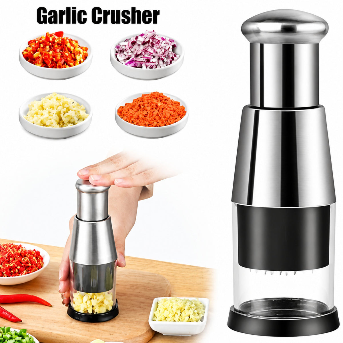 Garlic Crusher & Onion Chopper – فرامة ثوم وبصل يدوية | Multi-Purpose Vegetable Chopper Kitchen Gadget
