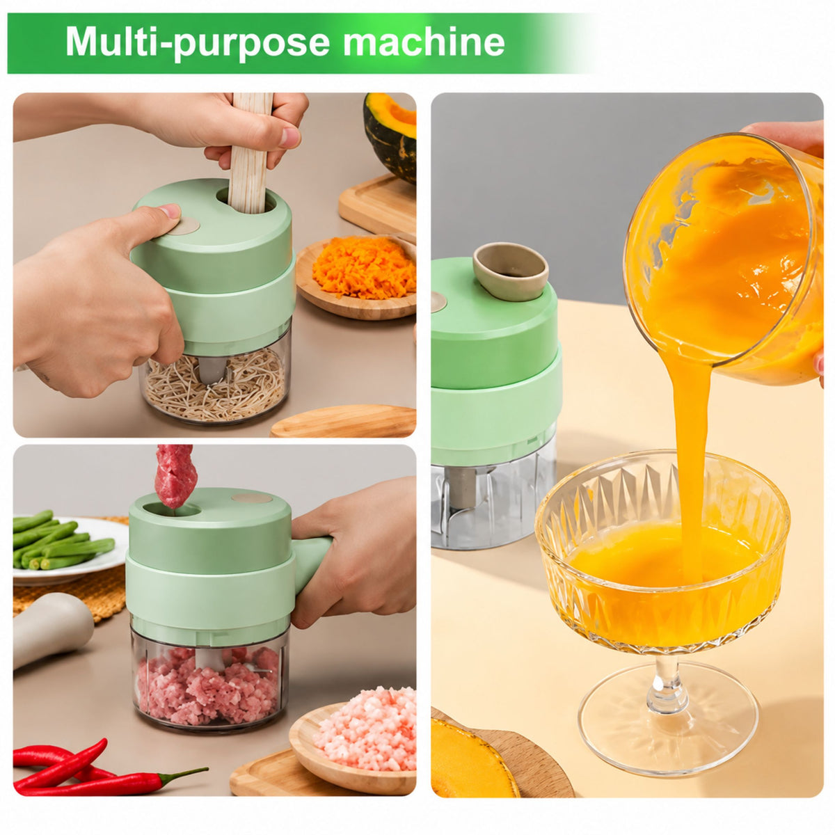 Wireless Mini Electric Food Chopper – فرامة طعام كهربائية لاسلكية | USB Rechargeable Chopper, Blender & Puree Maker