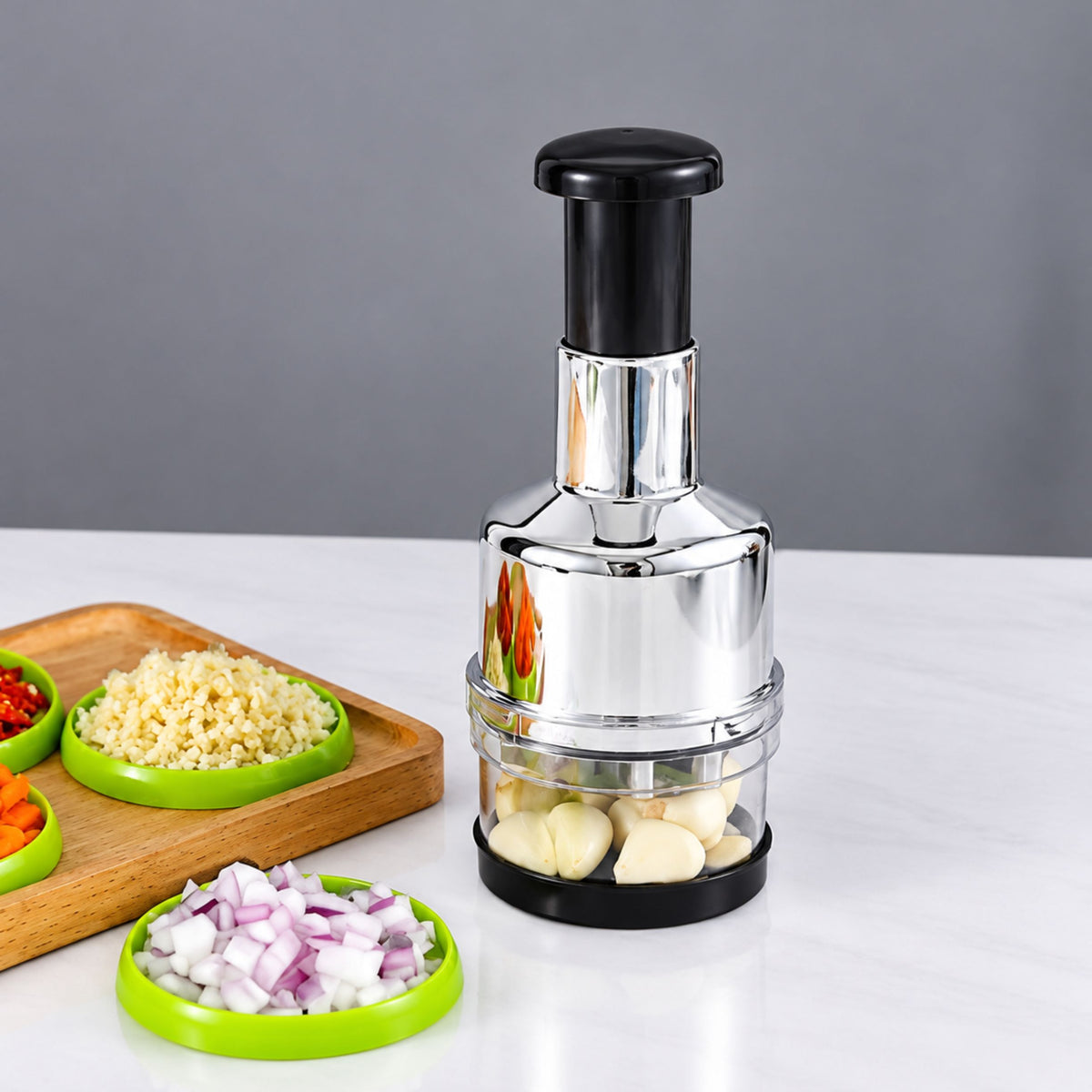 Clap Knife Multi-Function Garlic & Vegetable Cutter – قاطعة ثوم وخضروات يدوية | Stainless Steel Chopper Artifact