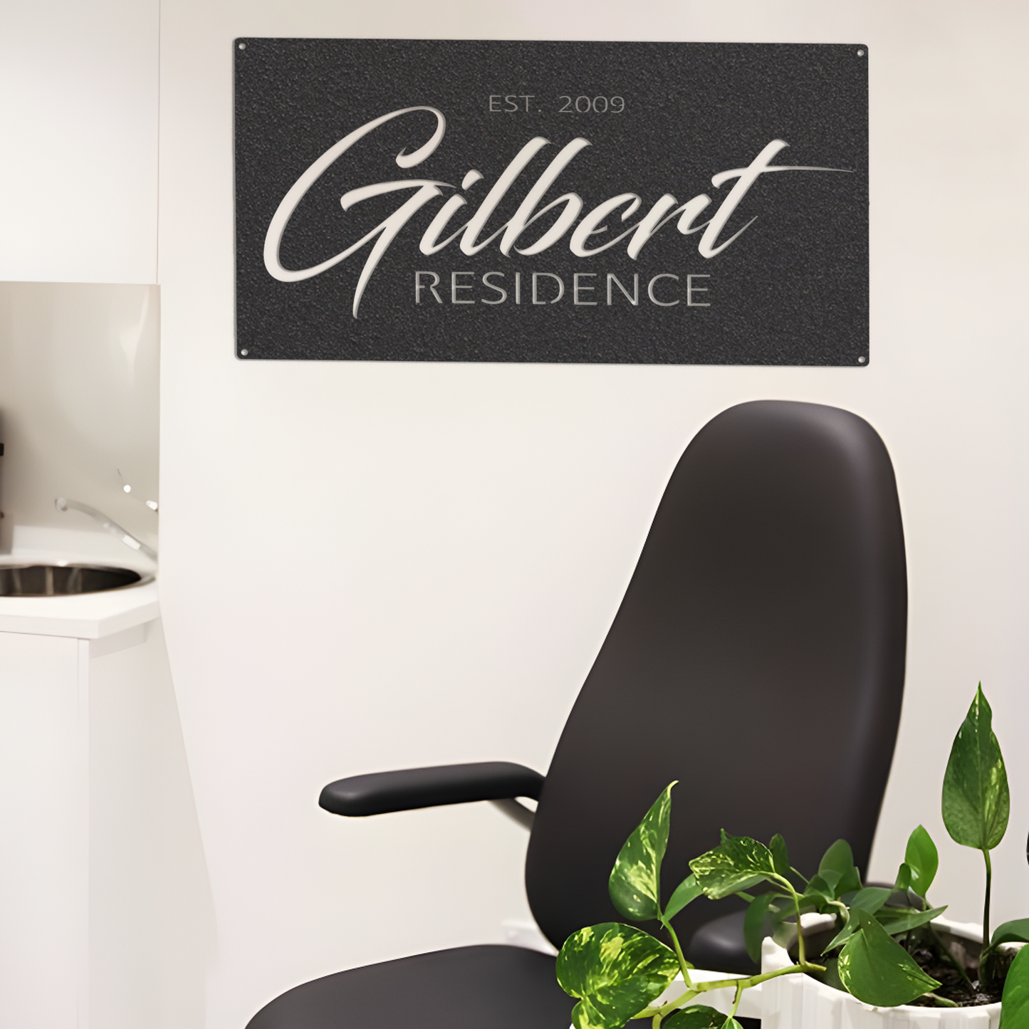 Metal Family Name Sign ,laser cut name sign, silver or black powder coat 2ft