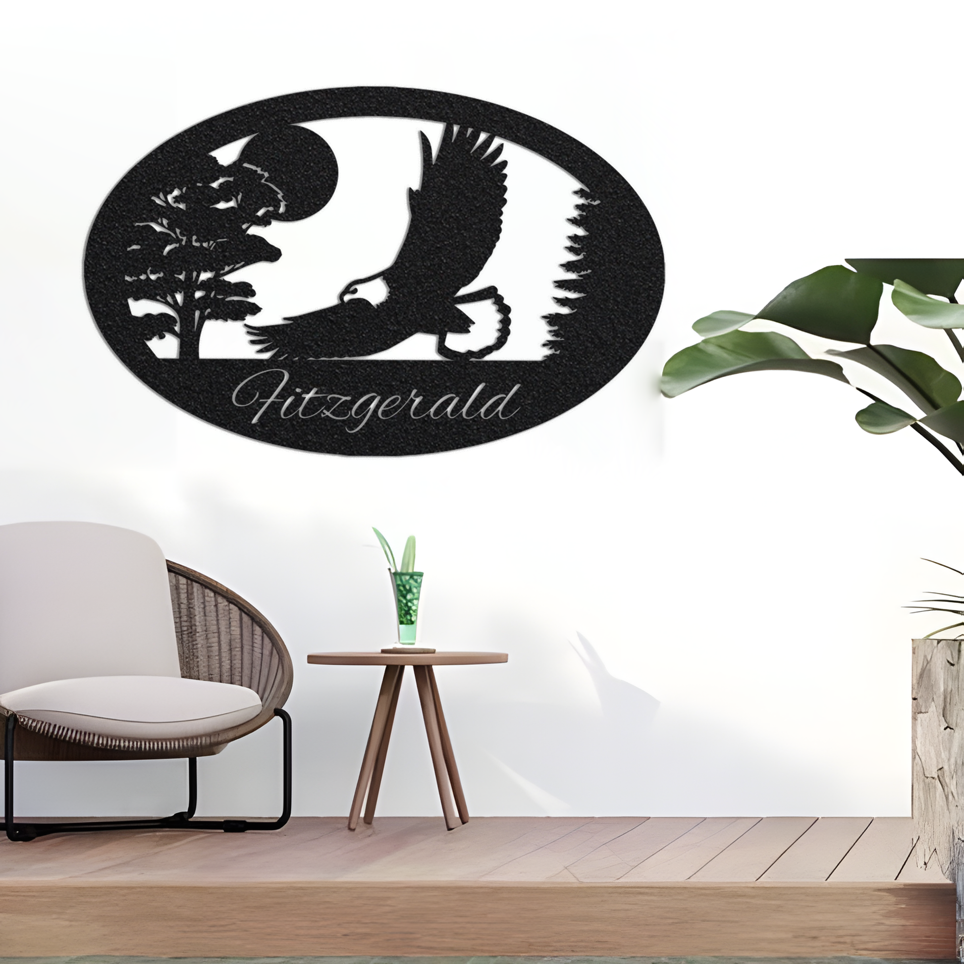 Eagle Sign, Custom Metal Sign With Swooping Eagle In The Nature Scene
