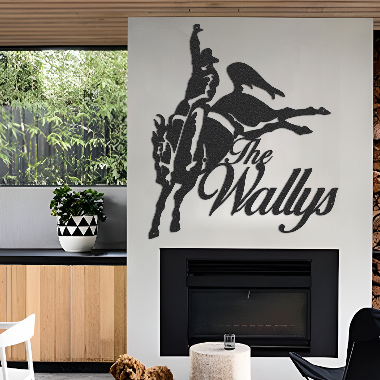 Horse address sign , Metal cowboy riding horse , custom house number or front door name sign