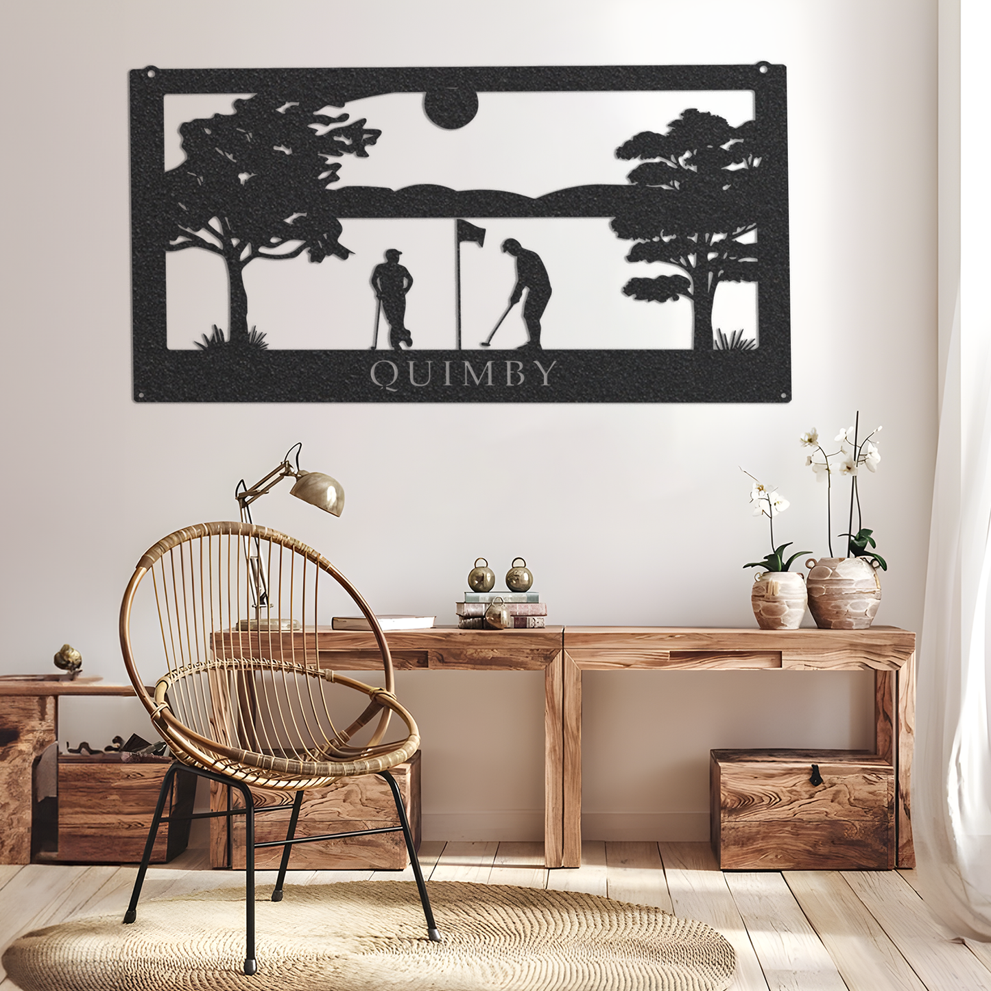 Metal GOLFING Sign ,Family GOLFING SCENE