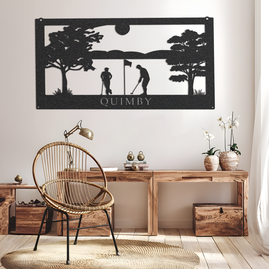 Metal GOLFING Sign ,Family GOLFING SCENE