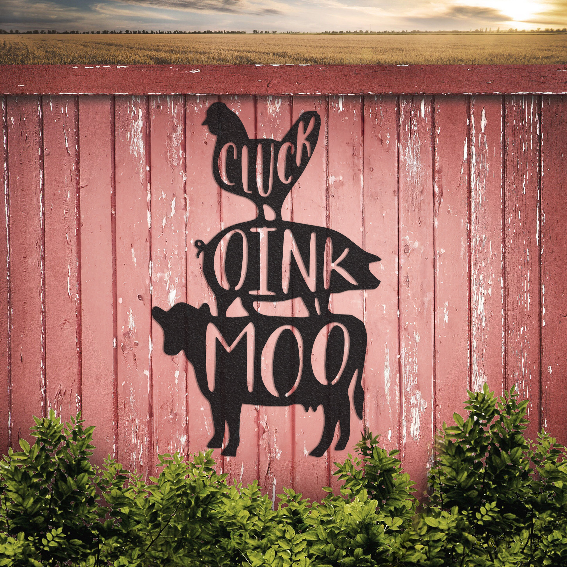 Kitchen Metal Sign, Cluck Oink Moo, Kitchen Decor, Pantry Sign, Dining Room Sign, Farmhouse Decor, Metal Sign, Metal Words, Kitchen Sign