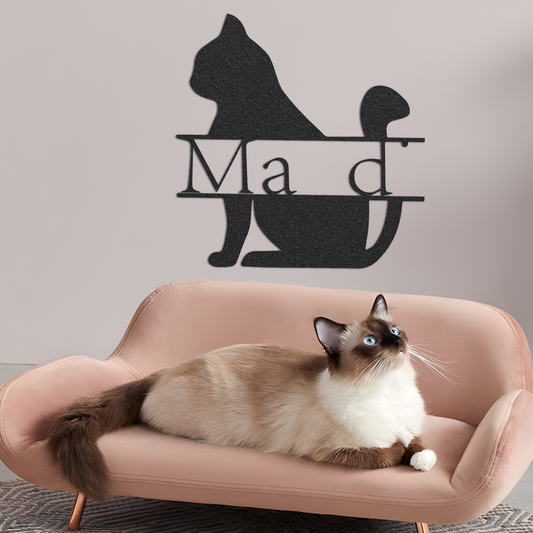 Metal Name Signs, Custom Family Name Signs, Metal Cat Signs for Home Decor, Custom Cat Name Signs, Gifts for Couples, Monogram Home Decor