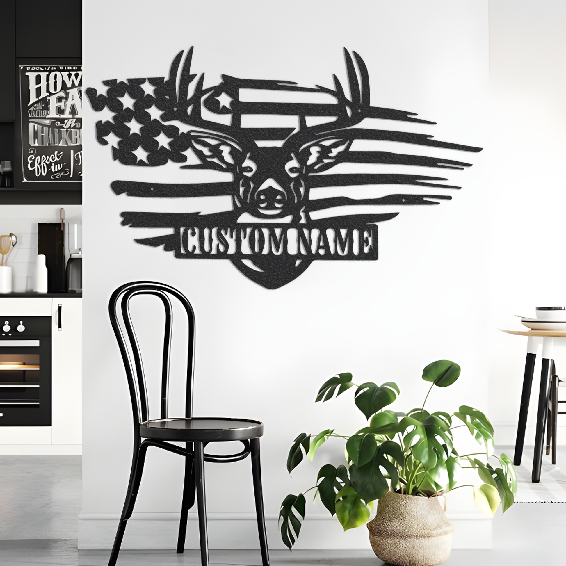 Personalized American flag deer head metal sign/hunter gift/custom deer name metal sign/father's day gift/outdoor sign/antler wall decor/LED