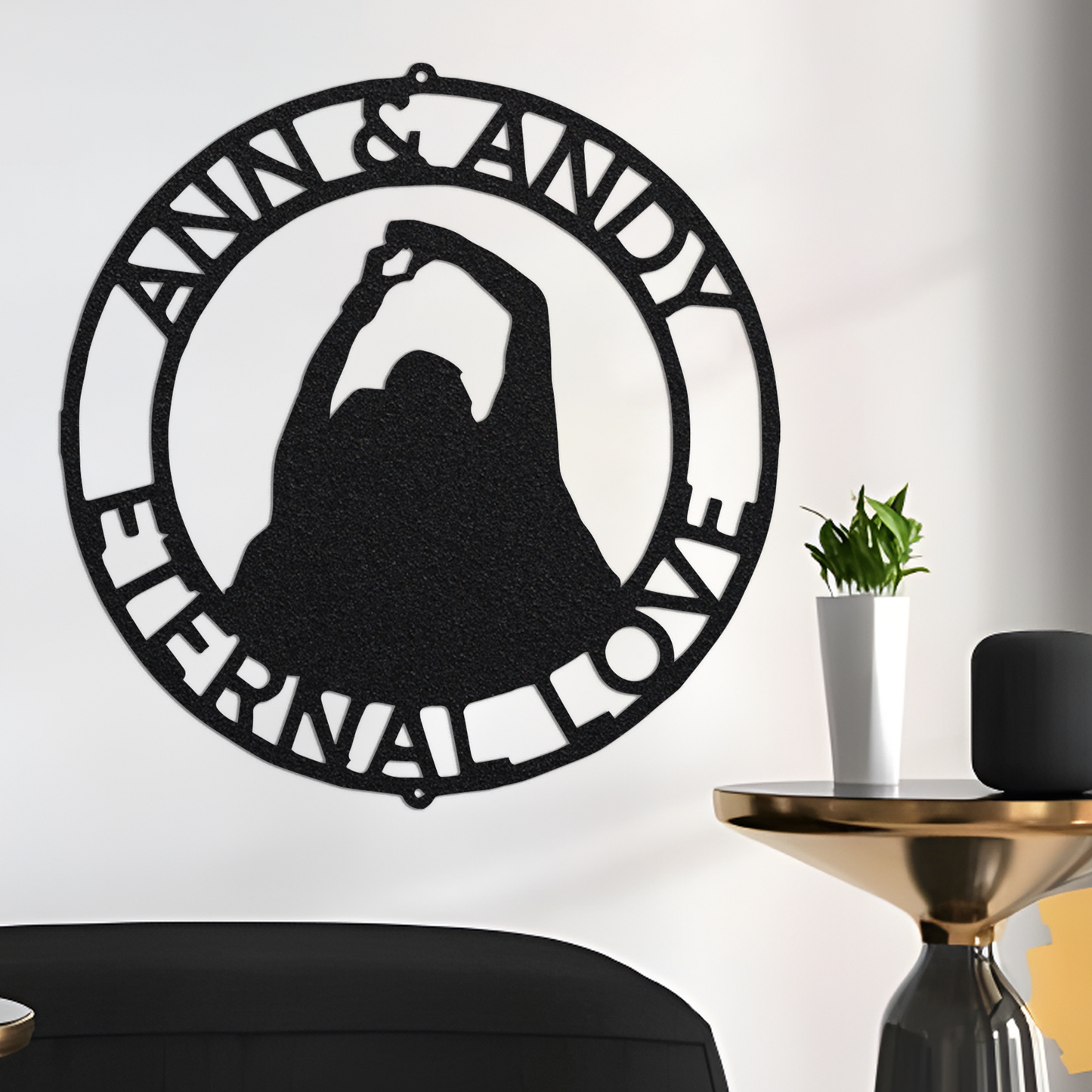 Eternal Love Monogram Metal Sign Personalized Infinity Sign Containing Names Anniversary Wedding Date Sign Newly Wed Gift LED Light