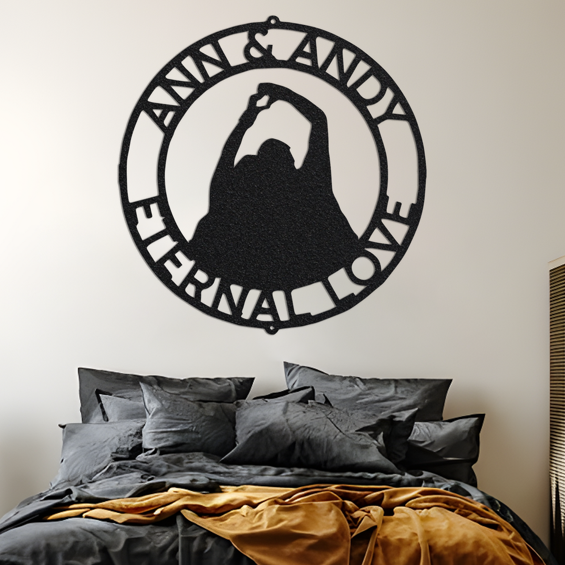 Eternal Love Monogram Metal Sign Personalized Infinity Sign Containing Names Anniversary Wedding Date Sign Newly Wed Gift LED Light