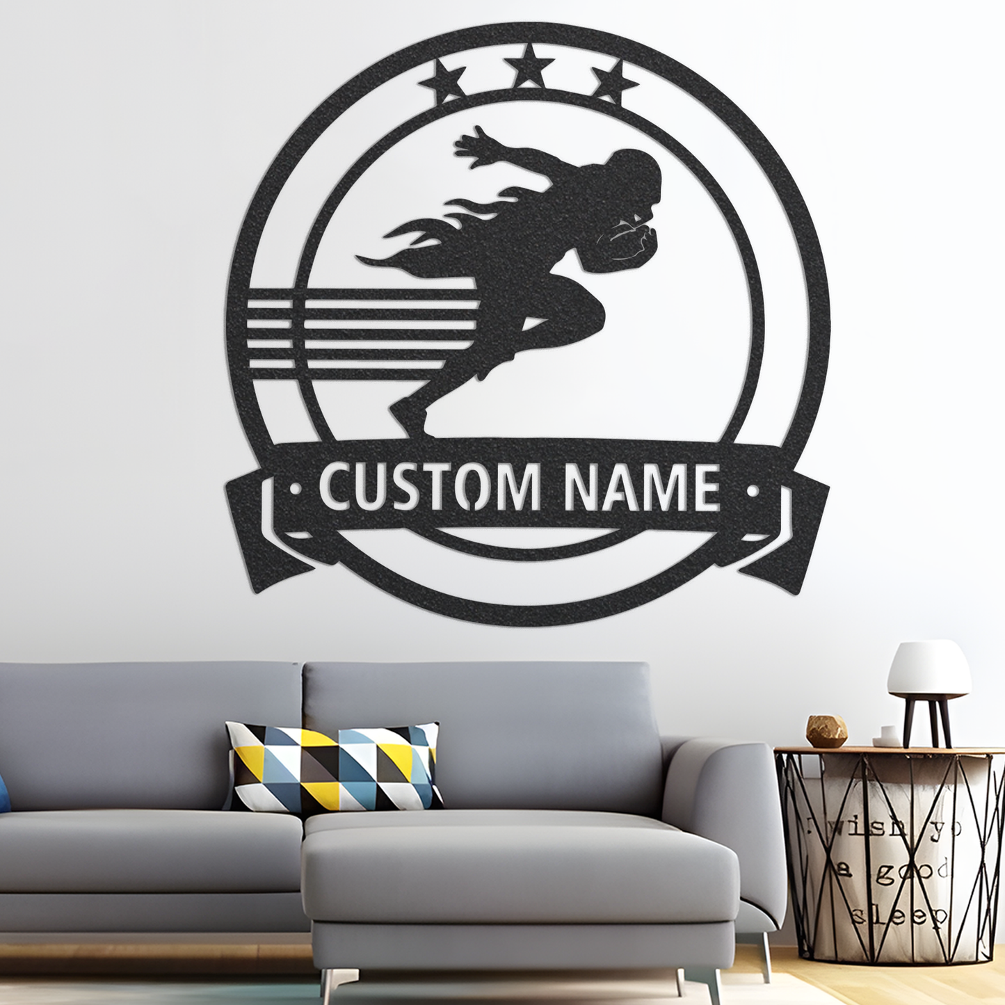 Handmadecustomfootball name metal sign,kidssign,personalized football gift,wall lamp,Sports Sign,LED light hanging,Violent Muscle Aesthetics