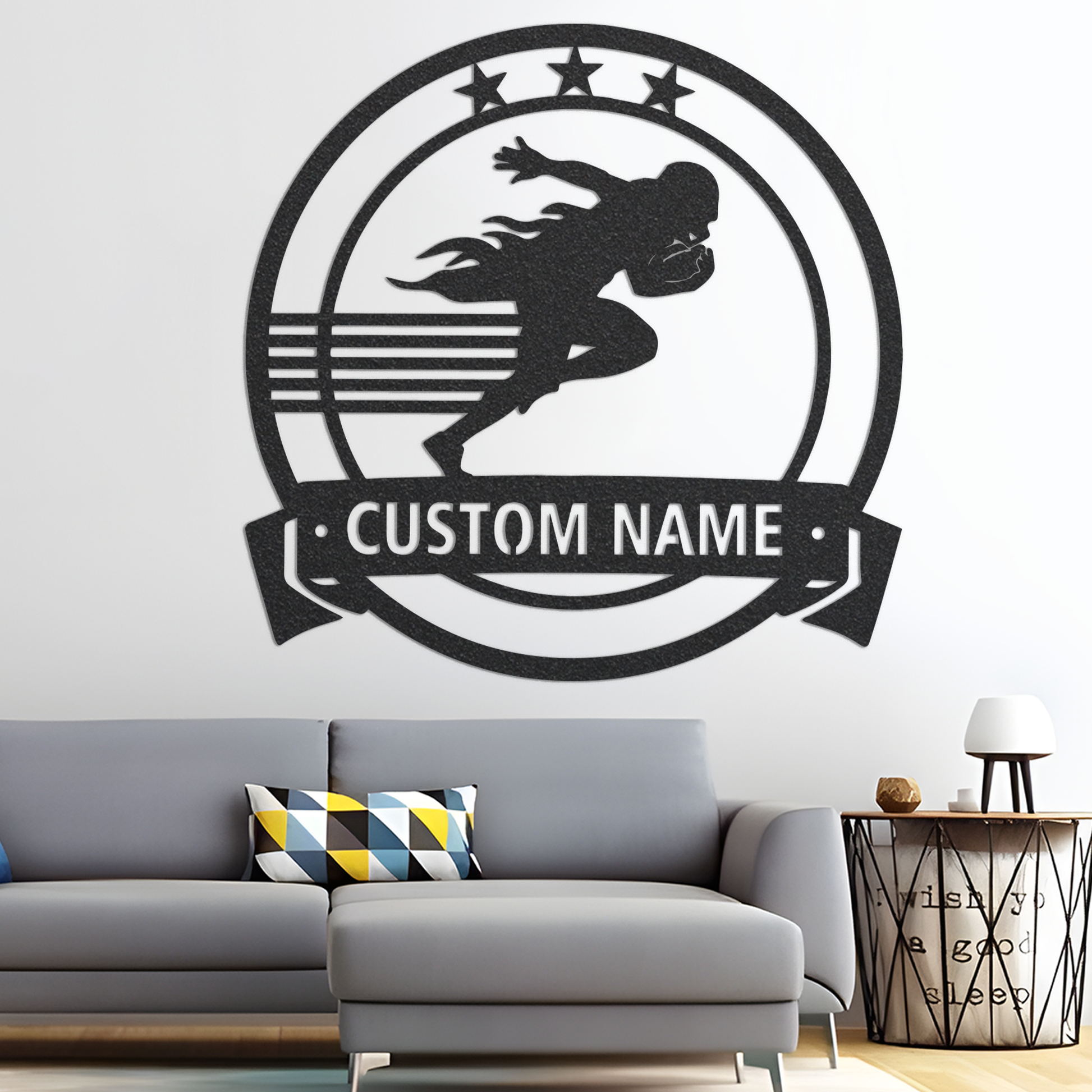 Handmadecustomfootball name metal sign,kidssign,personalized football gift,wall lamp,Sports Sign,LED light hanging,Violent Muscle Aesthetics