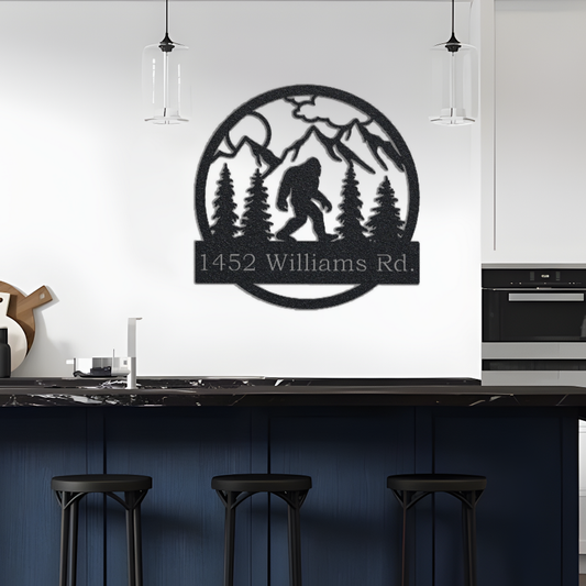 Address Bigfoot Metal Sign, Address Metal Sign, Personalized Bigfoot Sign, Outdoor Sasquatch, House Number Sign, Metal Sasquatch