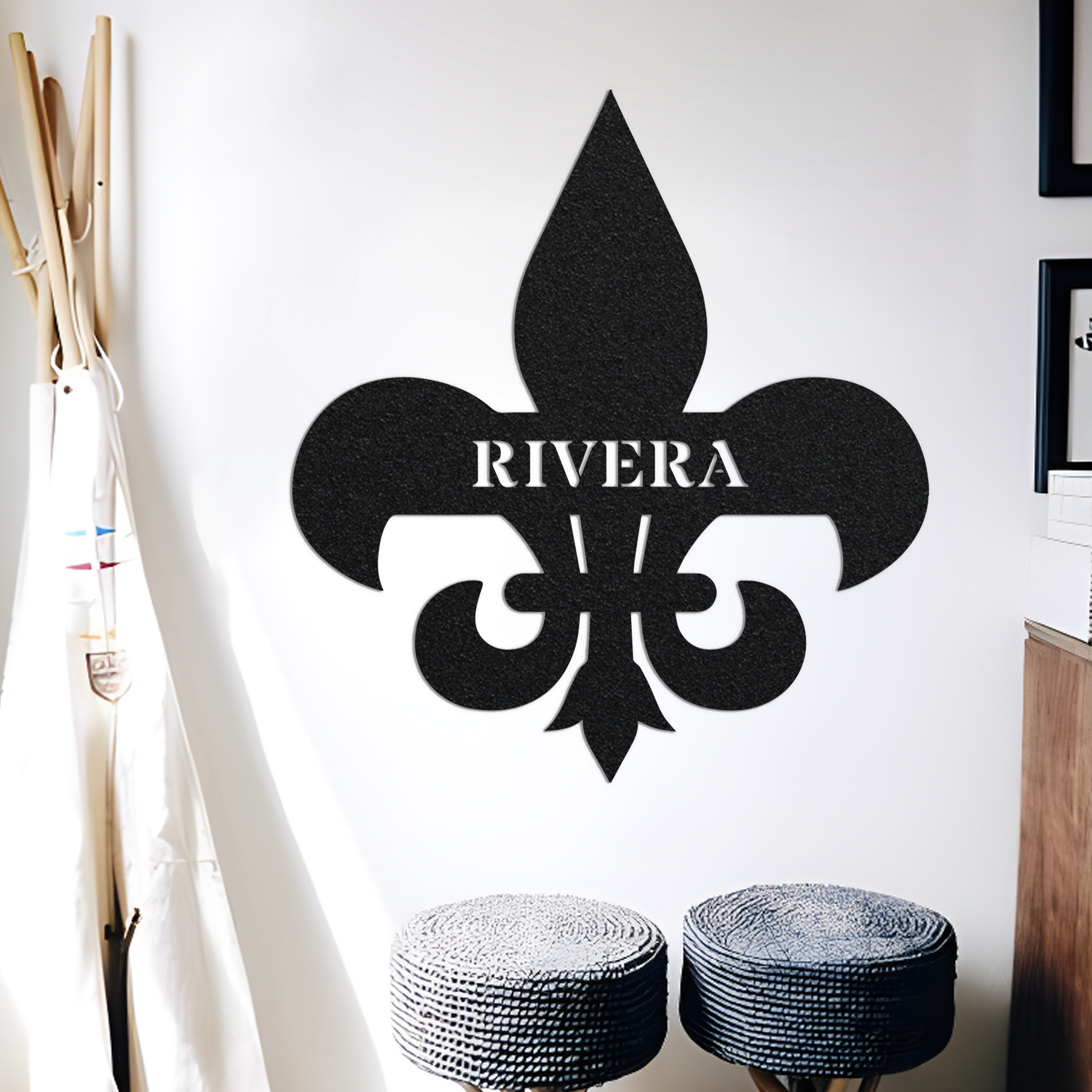 Fleur de Lis Personalized Metal Wall Sign, grandma gift, Last Name Sign, Name plaque, House Numbers, dad gift,Family Name,Custom Family gift