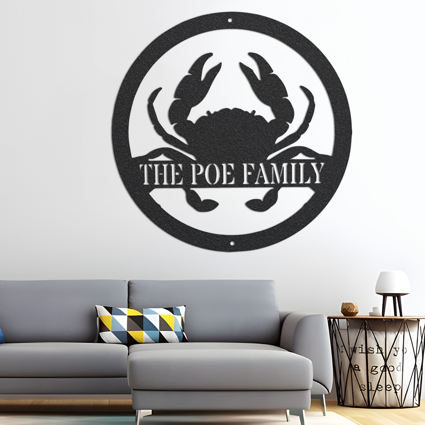 Handmade beach house decorations, personalized custom name metal signs, crab door decorations, pier metal signs, LED lighted signs