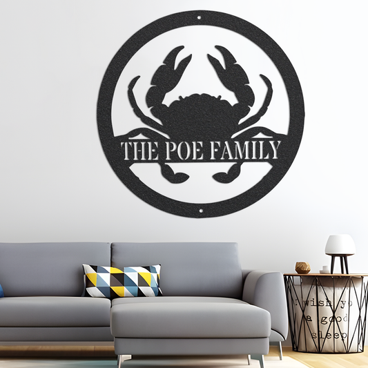 Handmade beach house decorations, personalized custom name metal signs, crab door decorations, pier metal signs, LED lighted signs