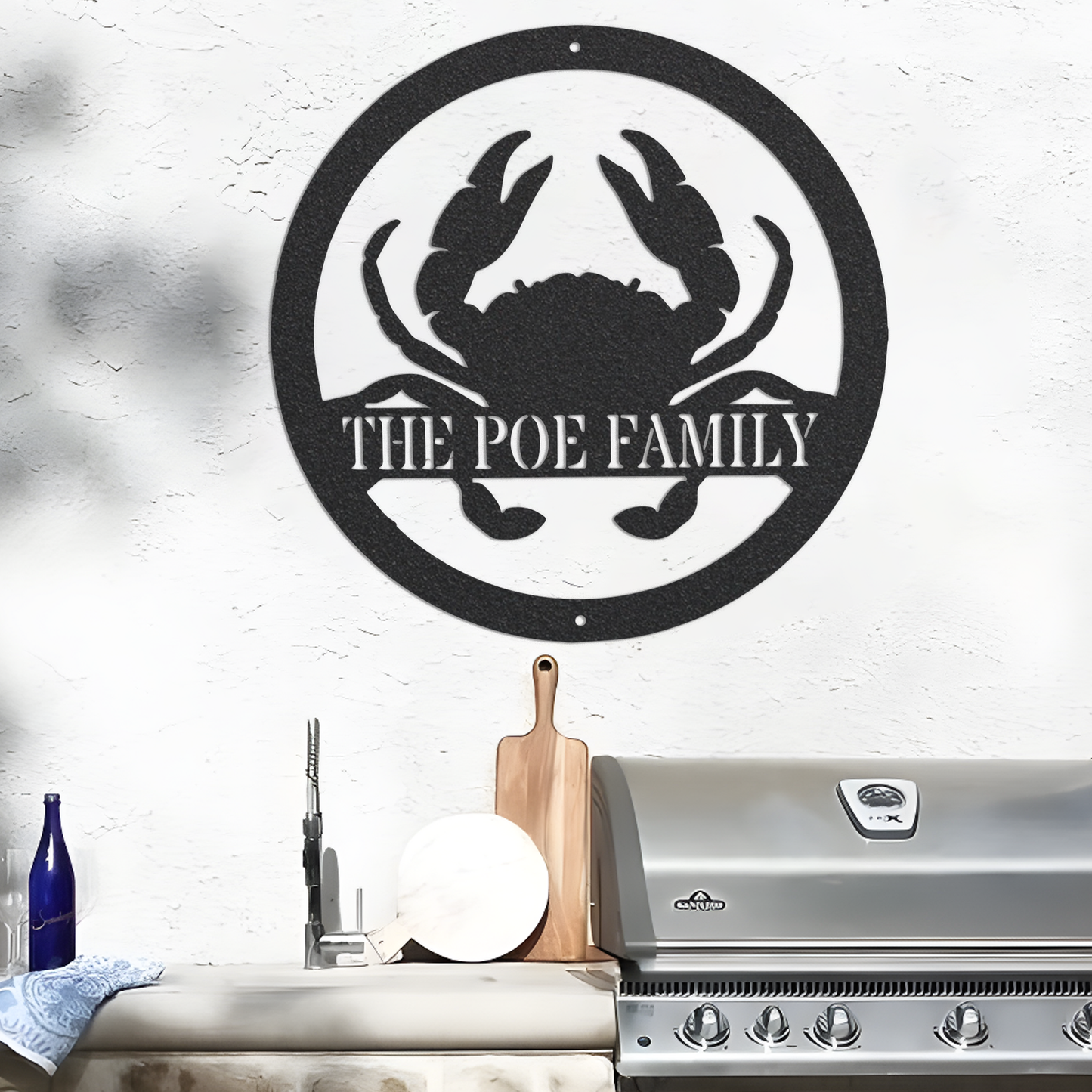 Handmade beach house decorations, personalized custom name metal signs, crab door decorations, pier metal signs, LED lighted signs