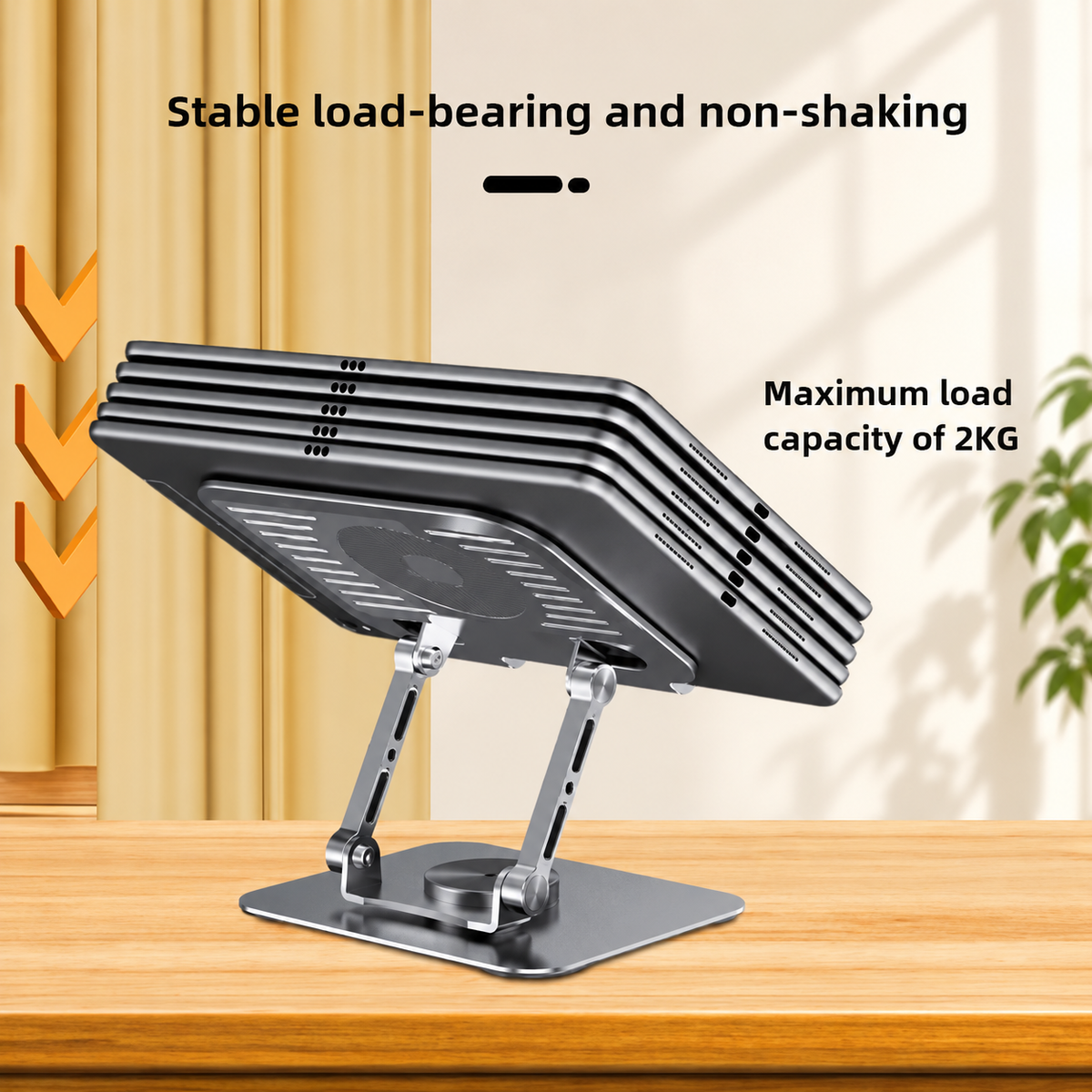 HU ACCESS Rotating Metal Tablet Stand – حامل معدني دوار للتابلت واللابتوب | 360° Adjustable Desktop Stand, Model HAC-1019