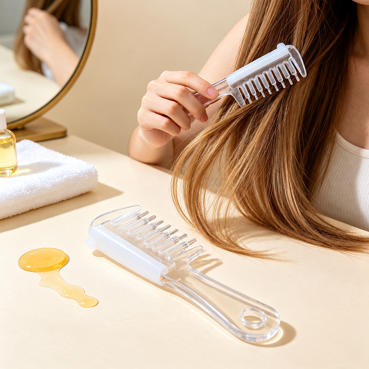 Crystal Scalp Liquid Comb – مشط سائل للعناية بفروة الرأس | Oil Dispensing Massage Comb for Hair Growth