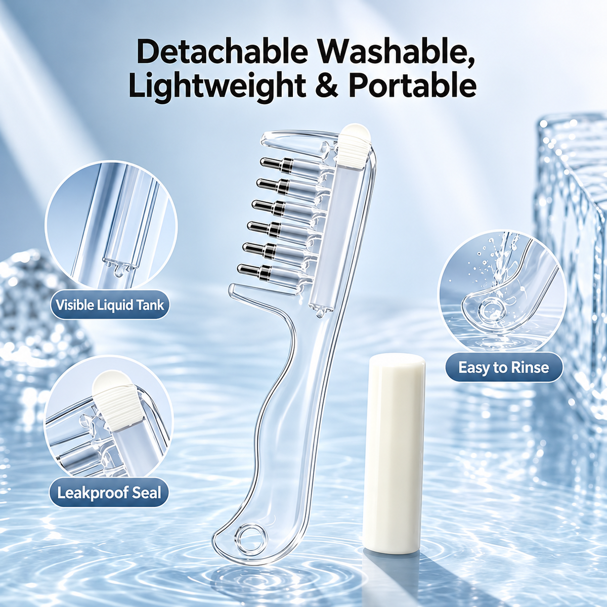 Crystal Scalp Liquid Comb – مشط سائل للعناية بفروة الرأس | Oil Dispensing Massage Comb for Hair Growth