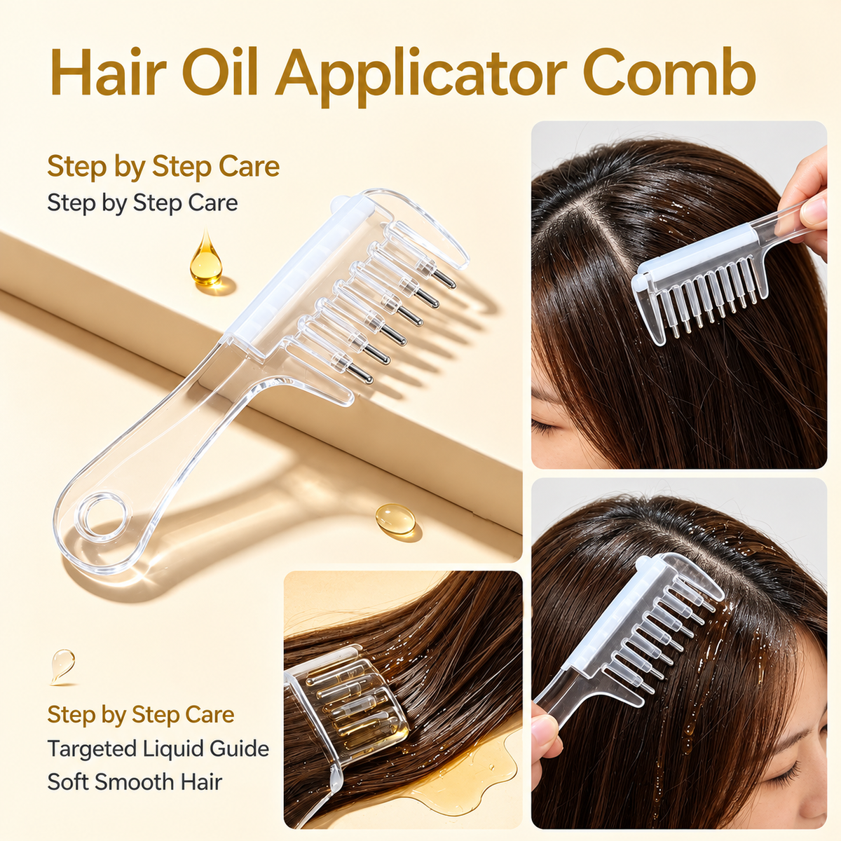 Crystal Scalp Liquid Comb – مشط سائل للعناية بفروة الرأس | Oil Dispensing Massage Comb for Hair Growth