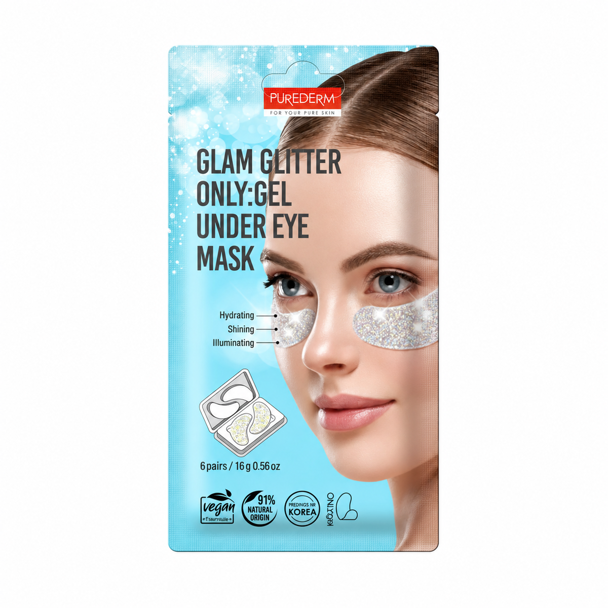 PUREDERM Glam Glitter Gel Under Eye Mask – ماسك تحت العين بالجل اللامع | Hydrating & Brightening Eye Patches