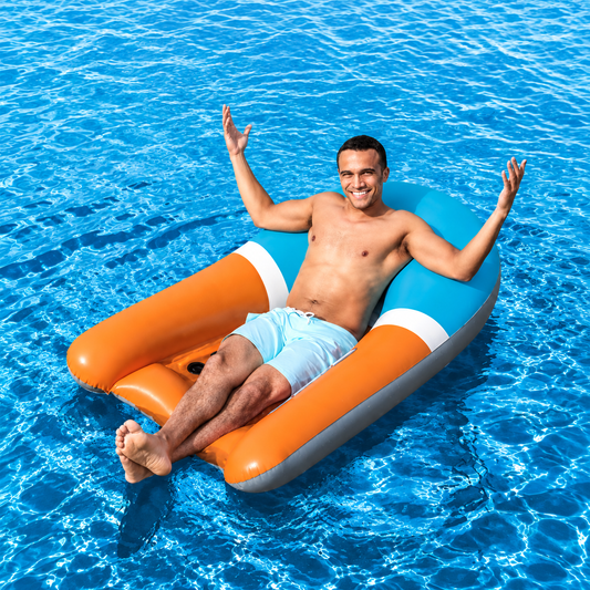 Inflatable Lounge Chair Float – كرسي عائم قابل للنفخ | Mesh Seat Pool Float with Puncture-Resistant Design