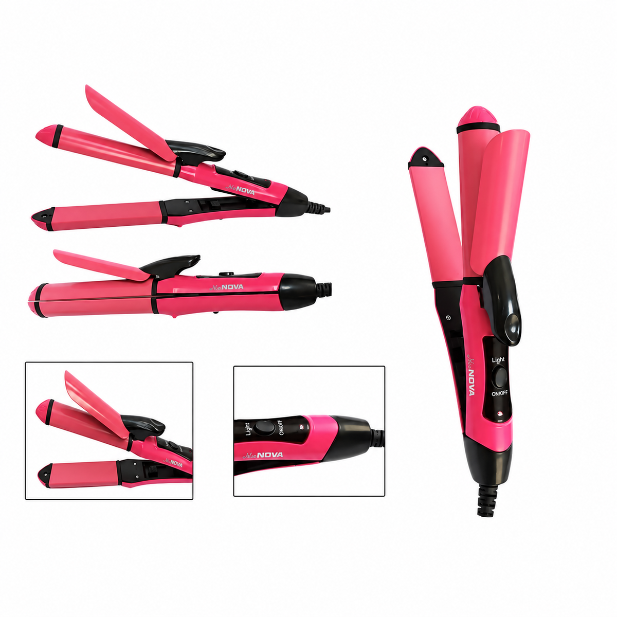 Nova 2-in-1 Hair Curler – مكواة شعر متعددة الاستخدام 2 في 1 | Nano Ceramic Straightener & Curler, Model NHC-2009
