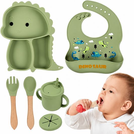 Kidilo Baby Feeding Set – طقم تغذية سيليكون للأطفال | Silicone Dining Set for Self-Feeding (6M+)