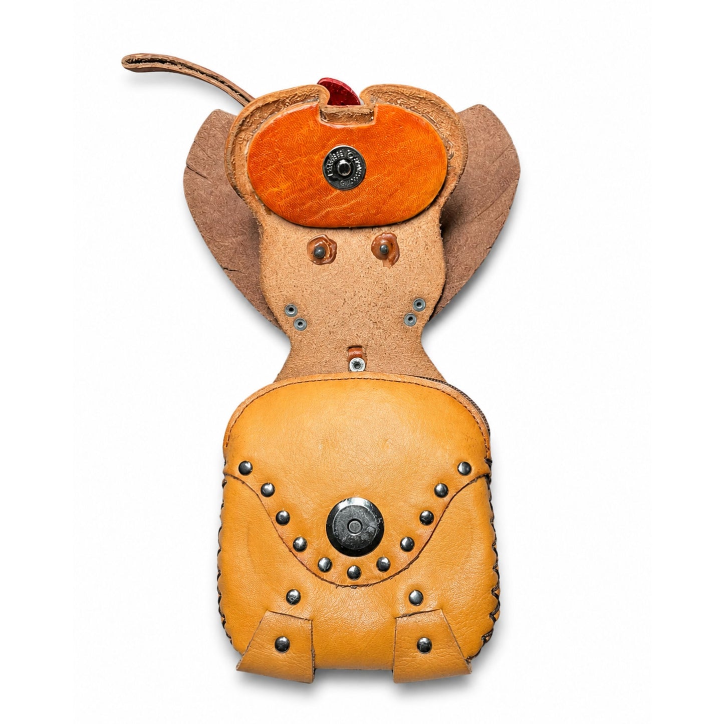 Coin Pouch for Kids – Brown Genuine Leather Handmade Puppy Design – Small