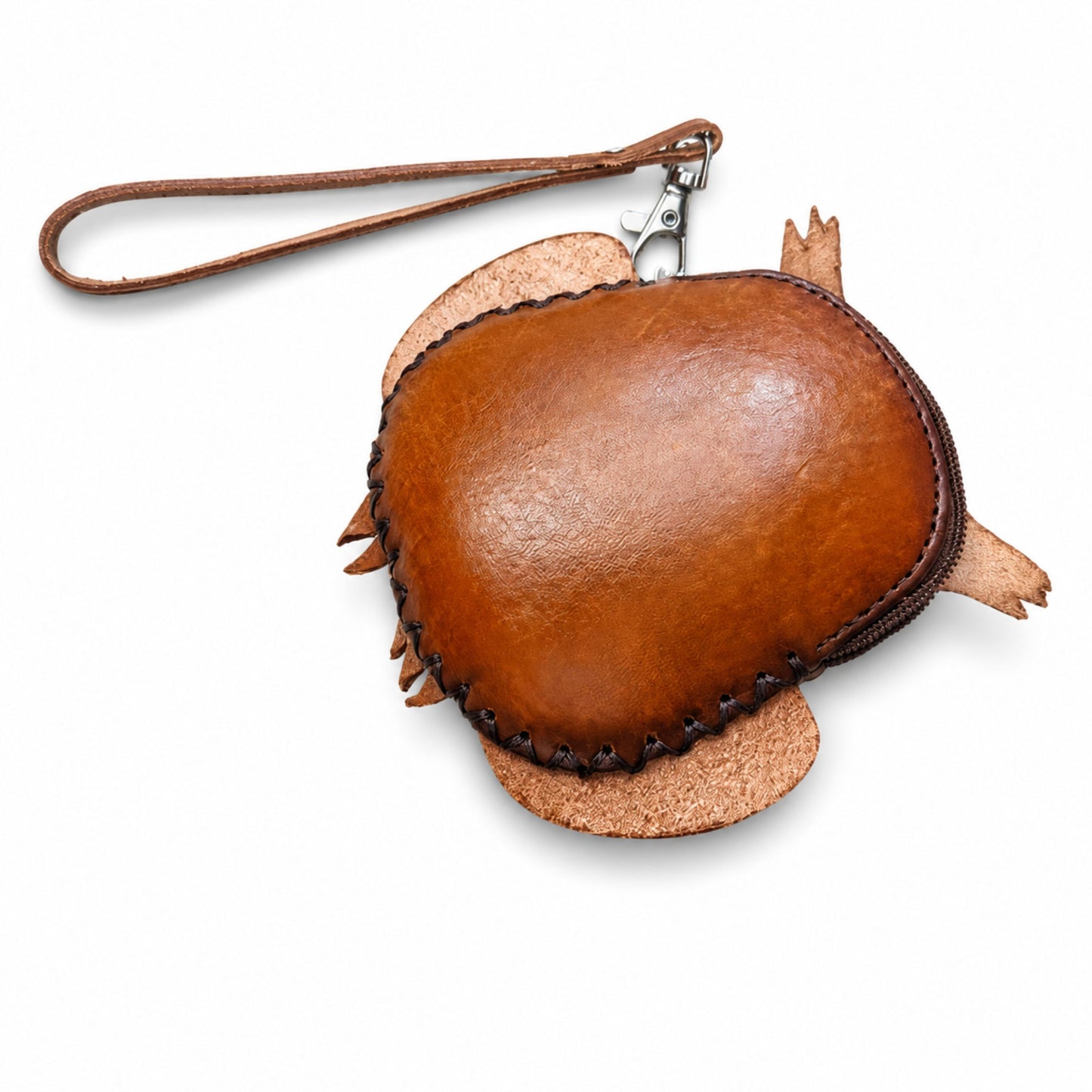 Coin Purse for Women – Brown Genuine Leather Handmade Owl Design – Small