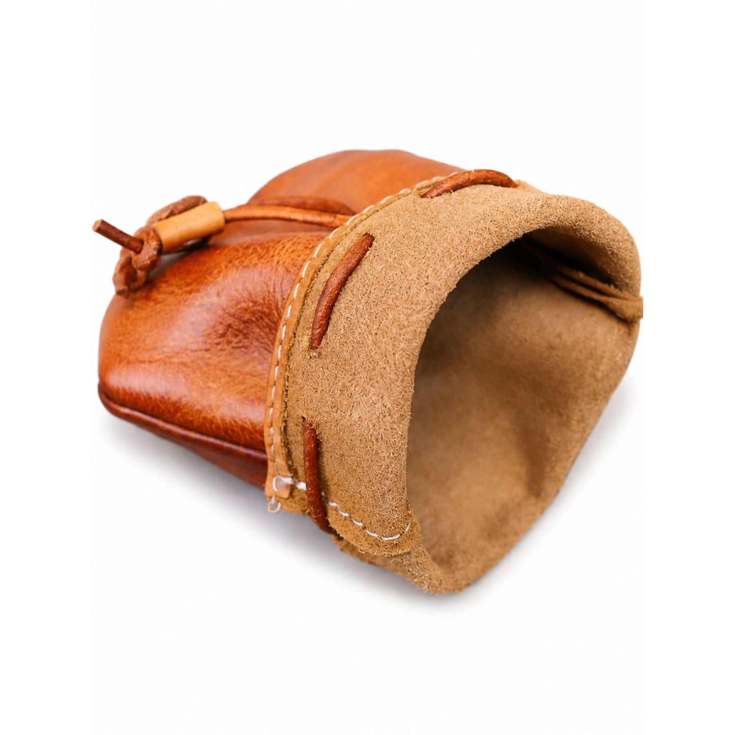 Drawstring Coin Pouch for Adults – Cowhide Handmade Storage Bag – 12 cm