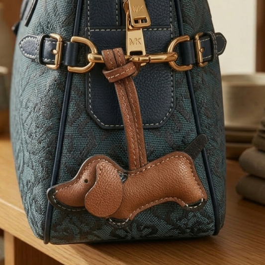 Handmade Dachshund Bag Charm | Genuine Leather Dog Keychain