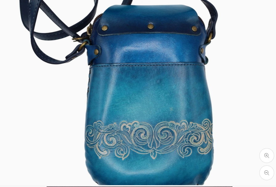 Handmade Genuine Leather Fox Face Crossbody Phone Bag, Blue Black 3