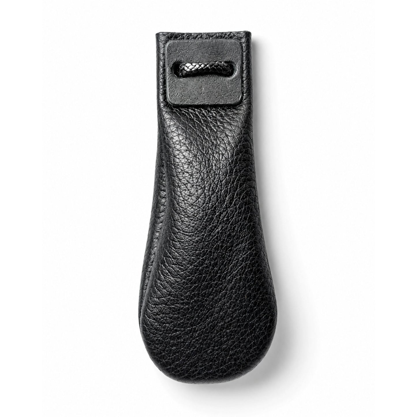 Leather Drawstring Pouch for Adults – Black Deerhide Handmade – 11 cm