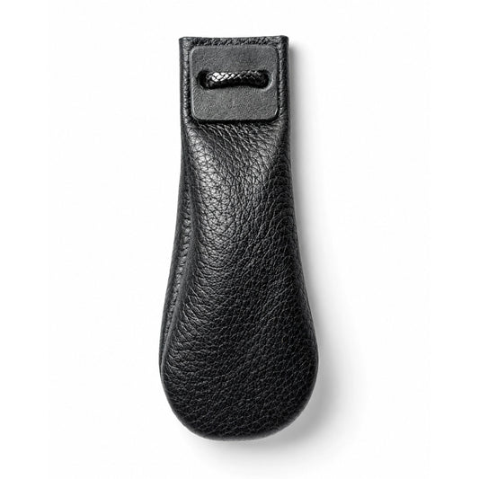 Leather Drawstring Pouch for Adults – Black Deerhide Handmade – 11 cm