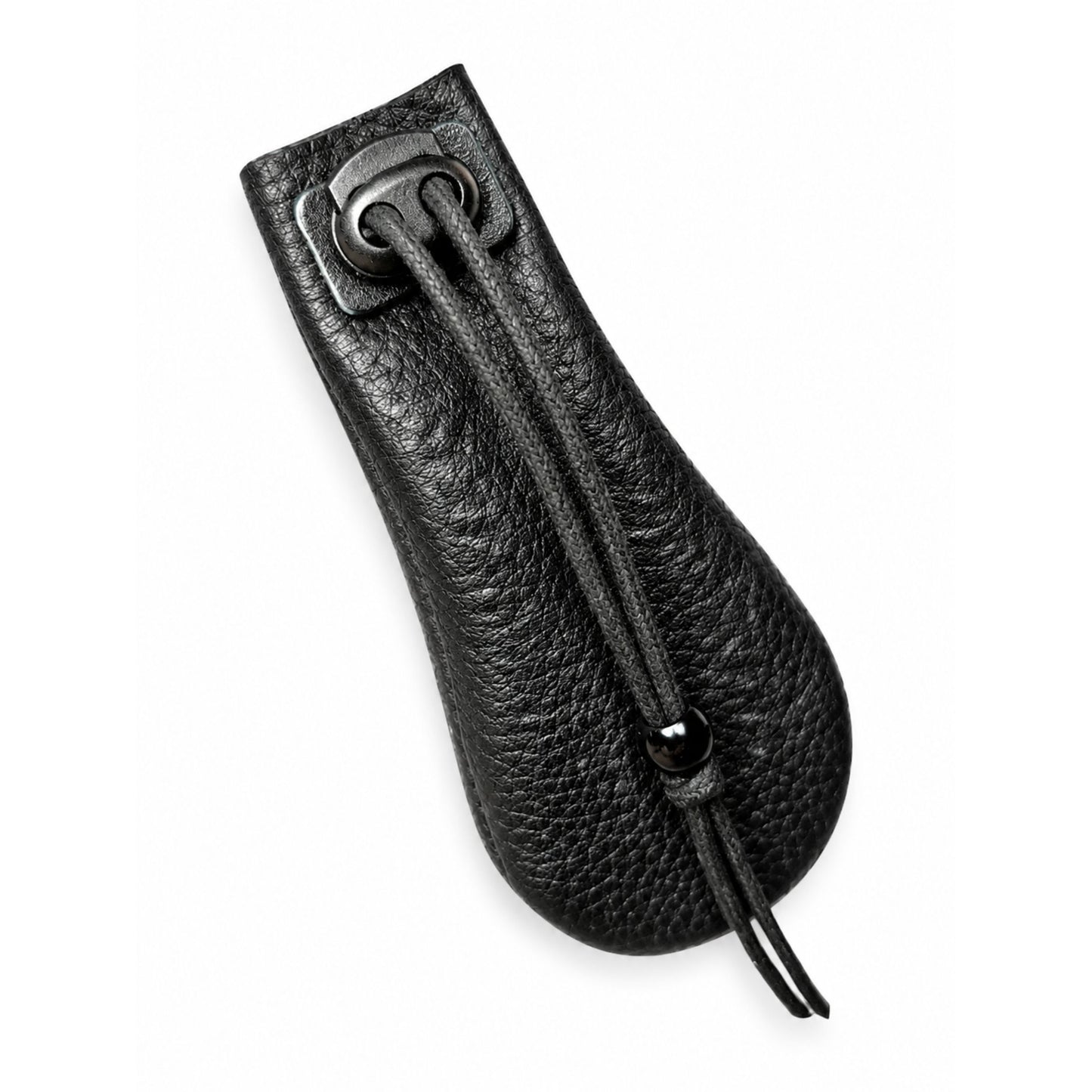 Leather Drawstring Pouch for Adults – Black Deerhide Handmade – 11 cm